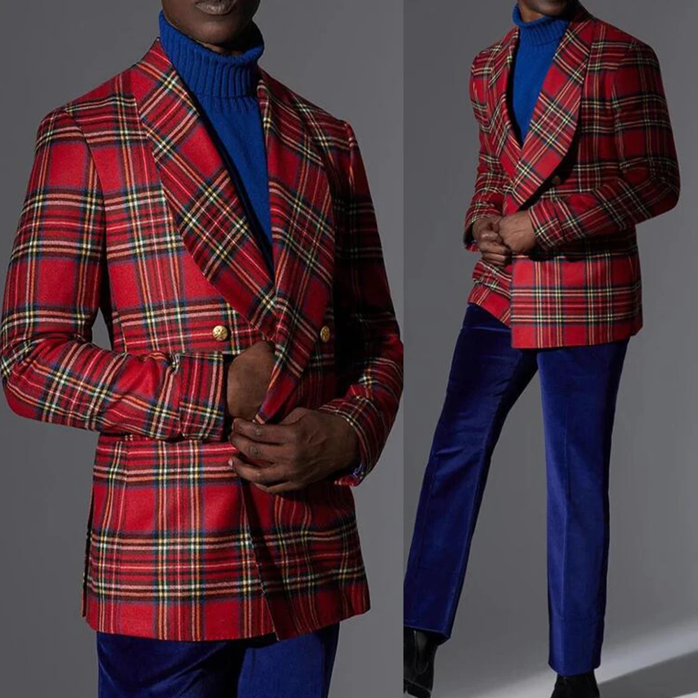 British Style Groom Wedding Suits Plaid Men's Tuxedos Double Breasted Jacket Pants 2 Pieces Man Banquet Evening Party Dresses
British Style Groom Wedding Suits Plaid Men's Tuxedos Double Breasted Jacket Pants 2 Pieces Man Banquet Evening Party Dresses