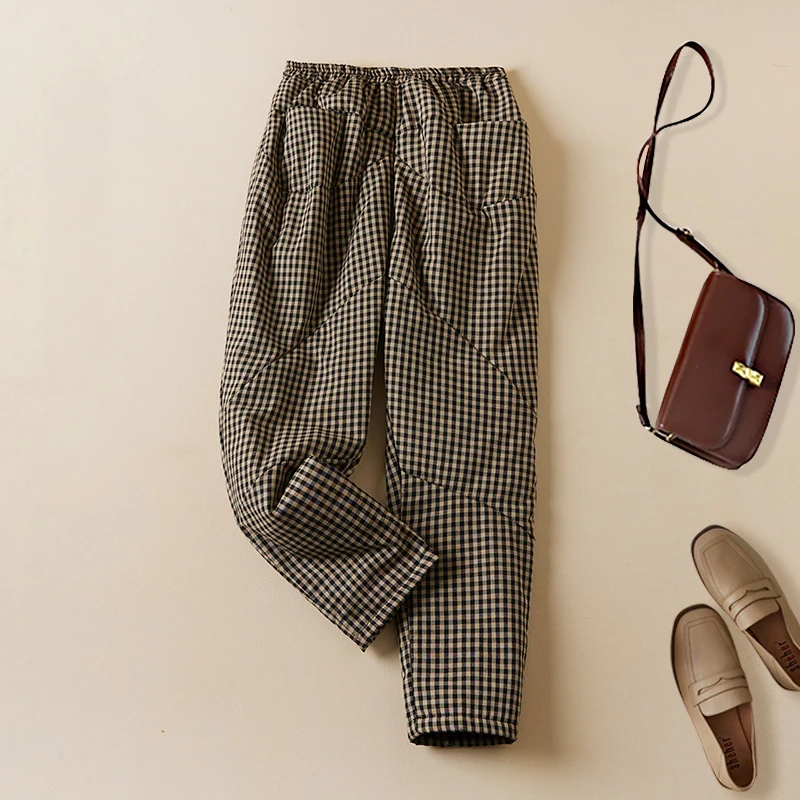 Winter Vintage Literary Cotton Padded Women Harem Pants Fashion Plaid Patchwork Warm Casual Loose Elastic High Waist Trousers
Winter Vintage Literary Cotton Padded Women Harem Pants Fashion Plaid Patchwork Warm Casual Loose Elastic High Waist Trousers