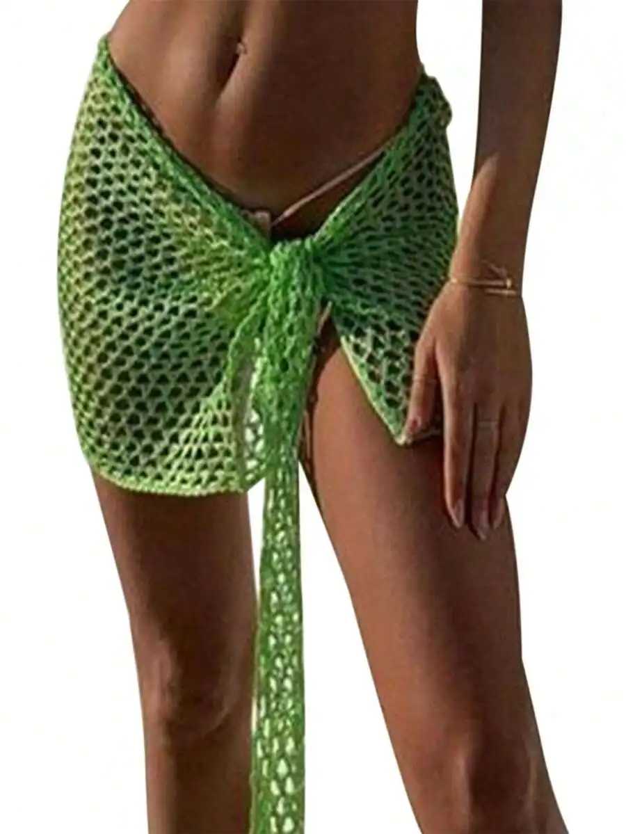Women Crochet Beach Cover Up Skirt Solid Green Summer Mini Knitted Wrap Skirt
Women Crochet Beach Cover Up Skirt Solid Green Summer Mini Knitted Wrap Skirt