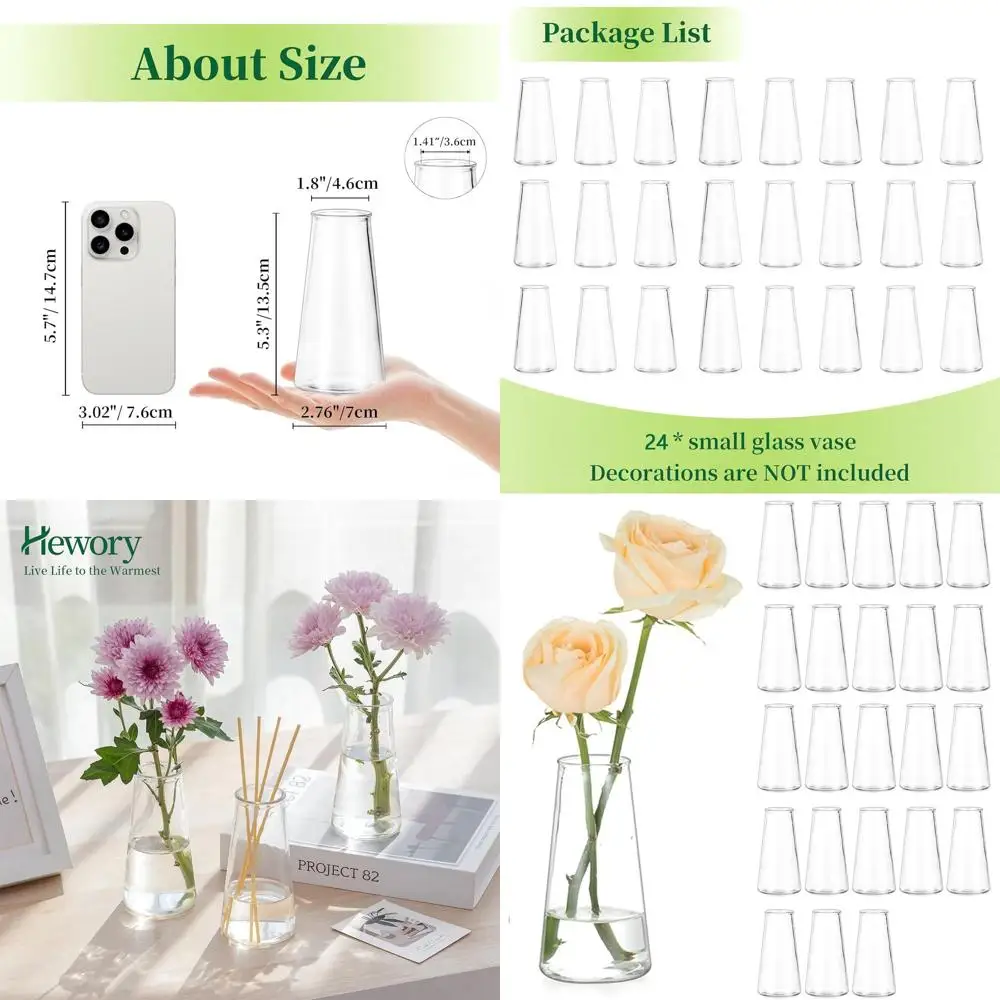 Set of 24 Small Clear Glass Bud Vases for Modern Minimalist Centerpieces, Ideal for Weddings, Birthdays, and Party Decor
Set of 24 Small Clear Glass Bud Vases for Modern Minimalist Centerpieces, Ideal for Weddings, Birthdays, and Party Decor