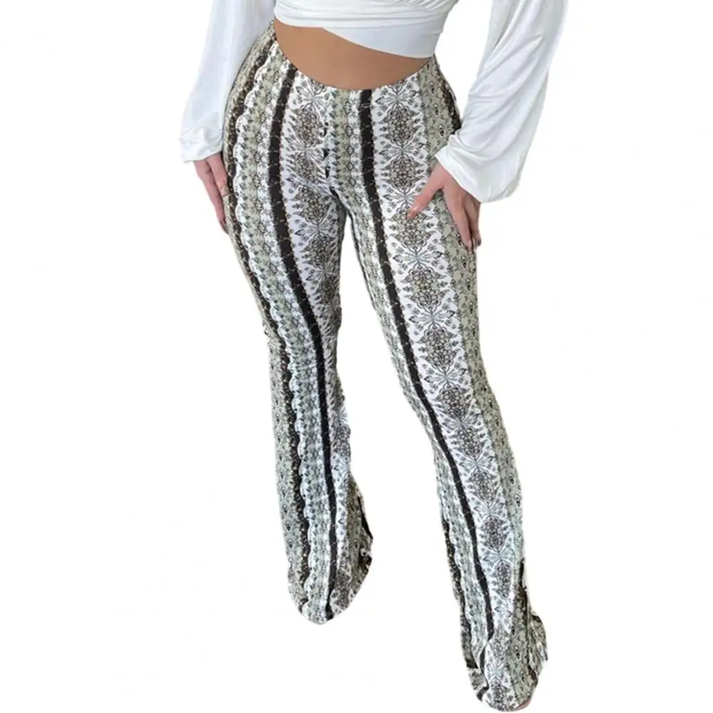 Comfortable Women Trousers Retro Print Flared Hem Women's Yoga Pants with High Elastic Waist Slim Fit Stretchy Casual for Sports
Comfortable Women Trousers Retro Print Flared Hem Women's Yoga Pants with High Elastic Waist Slim Fit Stretchy Casual for Sports