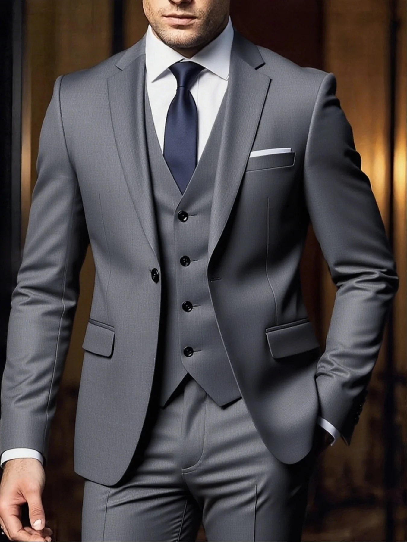 Men's High-Performance 3-Piece Suit Single Breasted Solid Color Elegant Party Wedding Office Set
Men's High-Performance 3-Piece Suit Single Breasted Solid Color Elegant Party Wedding Office Set