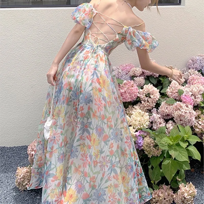 Pure Desire Backless off-Shoulder Bubble Sleeve Floral Strap Dress Fairy Seaside Vacation
Pure Desire Backless off-Shoulder Bubble Sleeve Floral Strap Dress Fairy Seaside Vacation