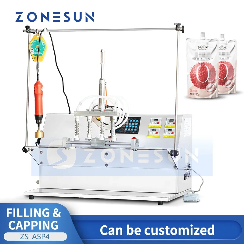 ZONESUN Semi Automatic Spout Pouch Filling and Capping Machine Stand Up Bag Doypack Packing Equipment ZS-ASP4
ZONESUN Semi Automatic Spout Pouch Filling and Capping Machine Stand Up Bag Doypack Packing Equipment ZS-ASP4