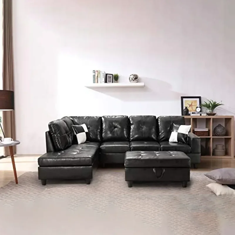 L Shaped Sofa Sectional 3 Piece Imitation Leather Sofa Left Recliner,Storage Footstool And Pillows Living Room Sets Furniture
L Shaped Sofa Sectional 3 Piece Imitation Leather Sofa Left Recliner,Storage Footstool And Pillows Living Room Sets Furniture