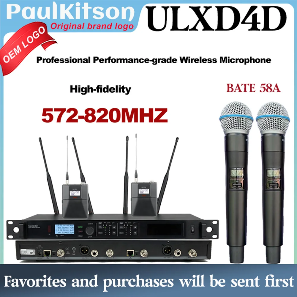 ULXD4D Dual Channel Digital Wireless Microphone System Professional 24bit 48kHz Audio Rack Mount Conference Broadcast Live Sound
