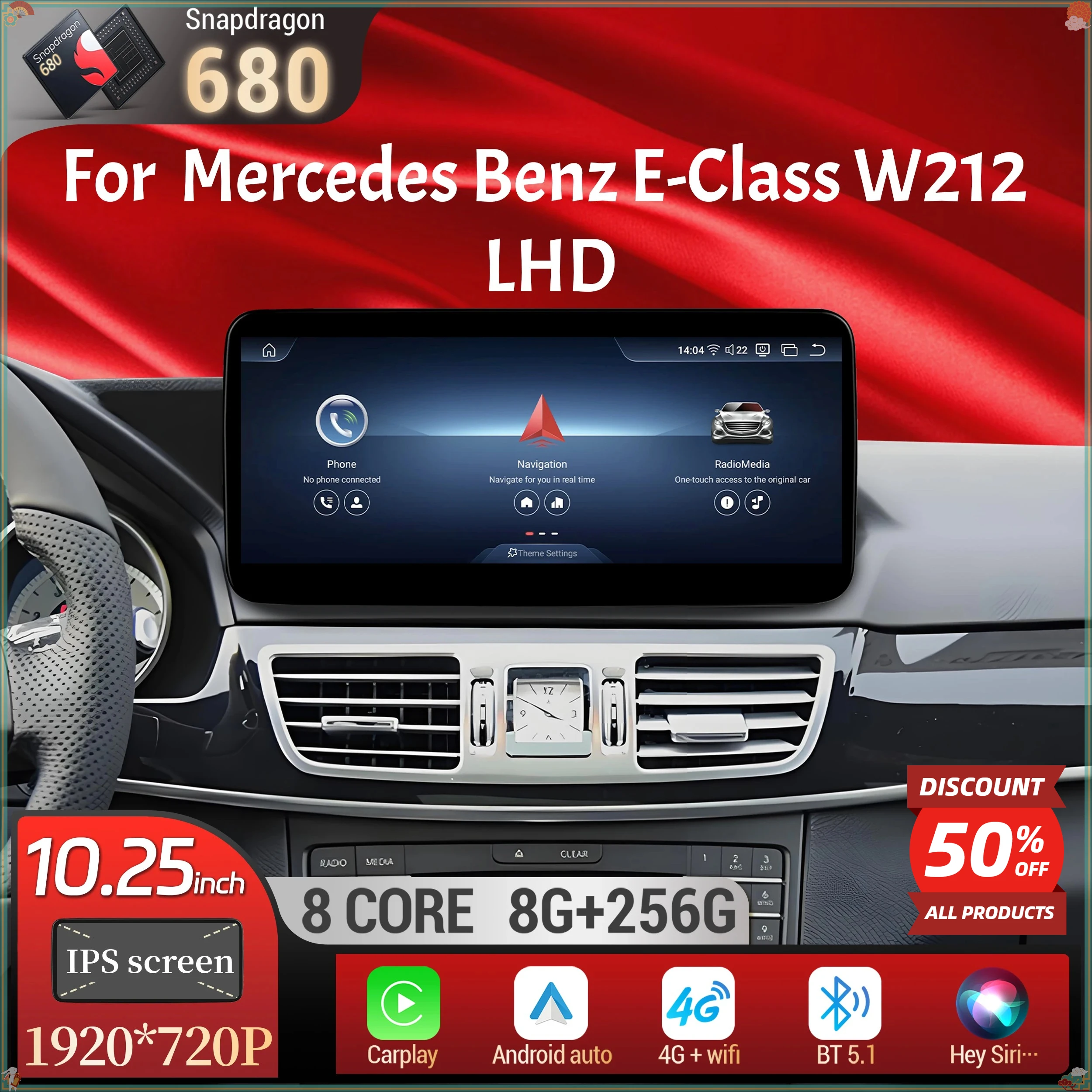 10.25" For Mercedes Benz W212 E-Class E200 E230 E260 E300 S212 2009-2016 LHD Car Radio Android 13 Carplay Snapdragon 680 Screen
10.25" For Mercedes Benz W212 E-Class E200 E230 E260 E300 S212 2009-2016 LHD Car Radio Android 13 Carplay Snapdragon 680 Screen