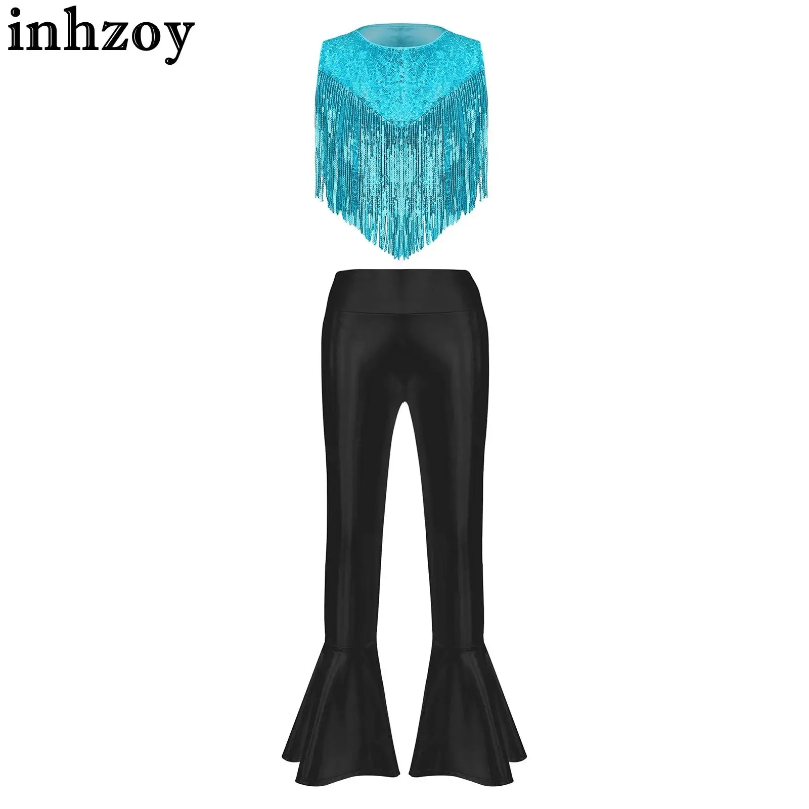 6-16Y Girl 70s Disco Costume Jazz Dance Outfit Metallic Shiny Sequins Tassels Crop Vest with Flared Pants for Halloween Carnival
6-16Y Girl 70s Disco Costume Jazz Dance Outfit Metallic Shiny Sequins Tassels Crop Vest with Flared Pants for Halloween Carnival