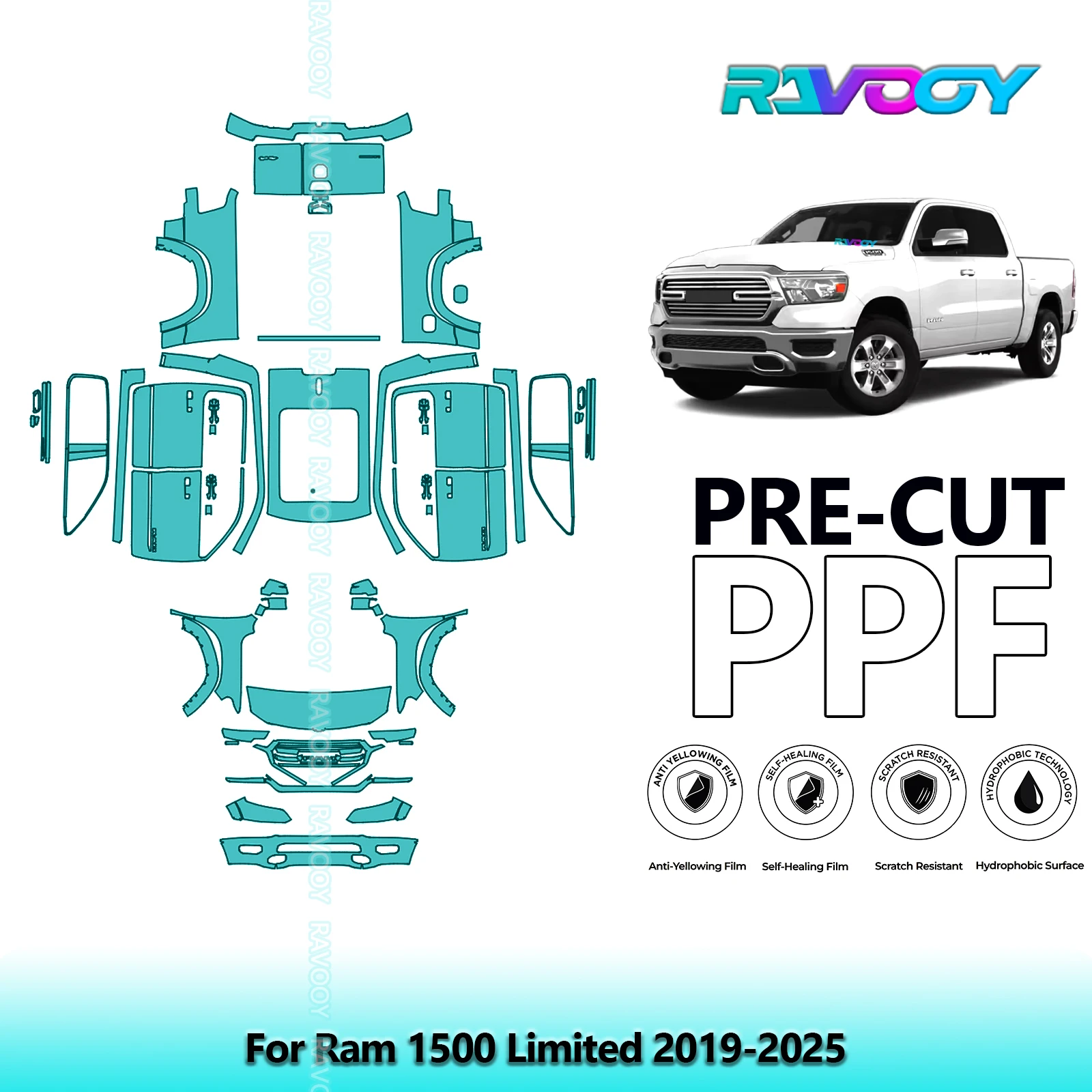 8.5Mil Precut PPF Paint Protection Film Full Vehicle Clear Bra For Ram 1500 Limited 2019-2025
8.5Mil Precut PPF Paint Protection Film Full Vehicle Clear Bra For Ram 1500 Limited 2019-2025