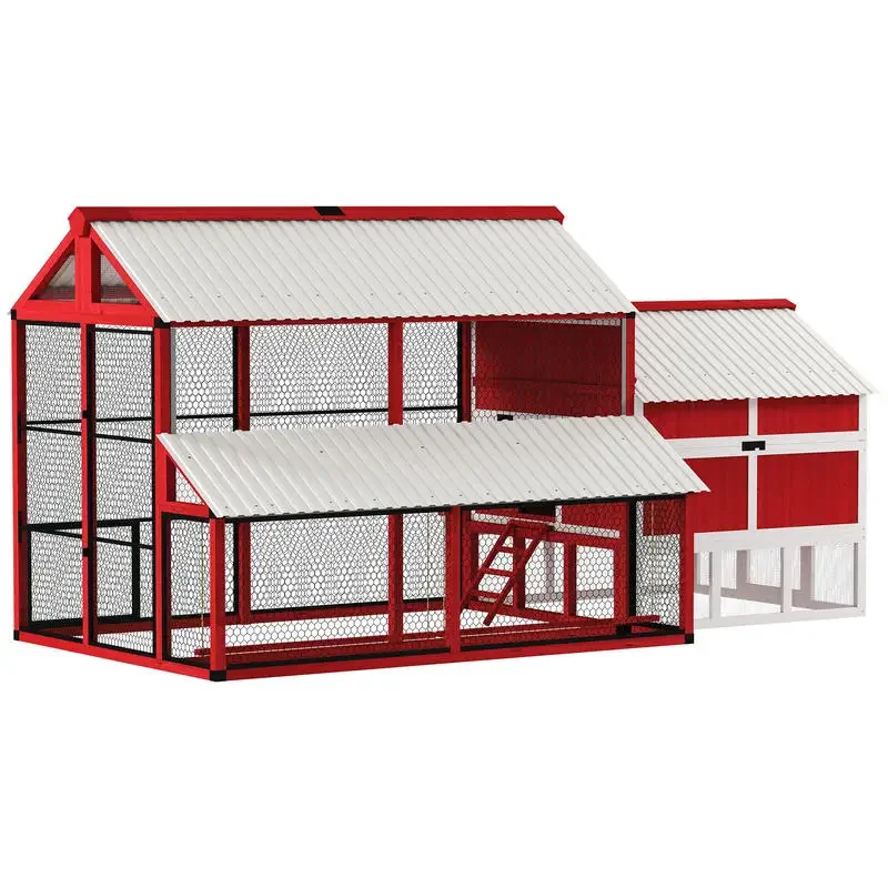 187.3" Large Chicken Coop, Walk-in Wooden Hen House, Outdoor Poultry Cage with Run, Weatherproof Roof, Nesting Box
187.3" Large Chicken Coop, Walk-in Wooden Hen House, Outdoor Poultry Cage with Run, Weatherproof Roof, Nesting Box