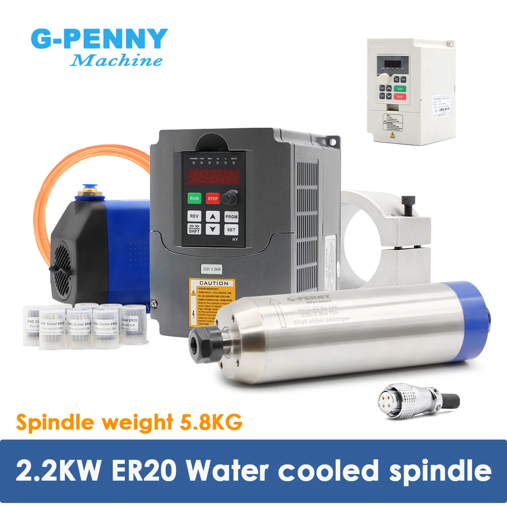 G-Penny 2.2kw ER20 D80 Water Cooled Spindle Bullet type 220v 380v Wood /Stone Working Water Cooling Spindle Motor
G-Penny 2.2kw ER20 D80 Water Cooled Spindle Bullet type 220v 380v Wood /Stone Working Water Cooling Spindle Motor