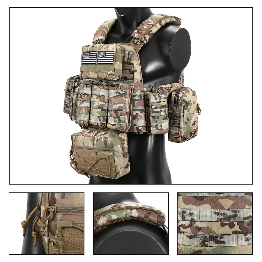 Detachable modular vest equipment, adjustable waist and shoulder straps, MOLLE system expandable for free combination
Detachable modular vest equipment, adjustable waist and shoulder straps, MOLLE system expandable for free combination