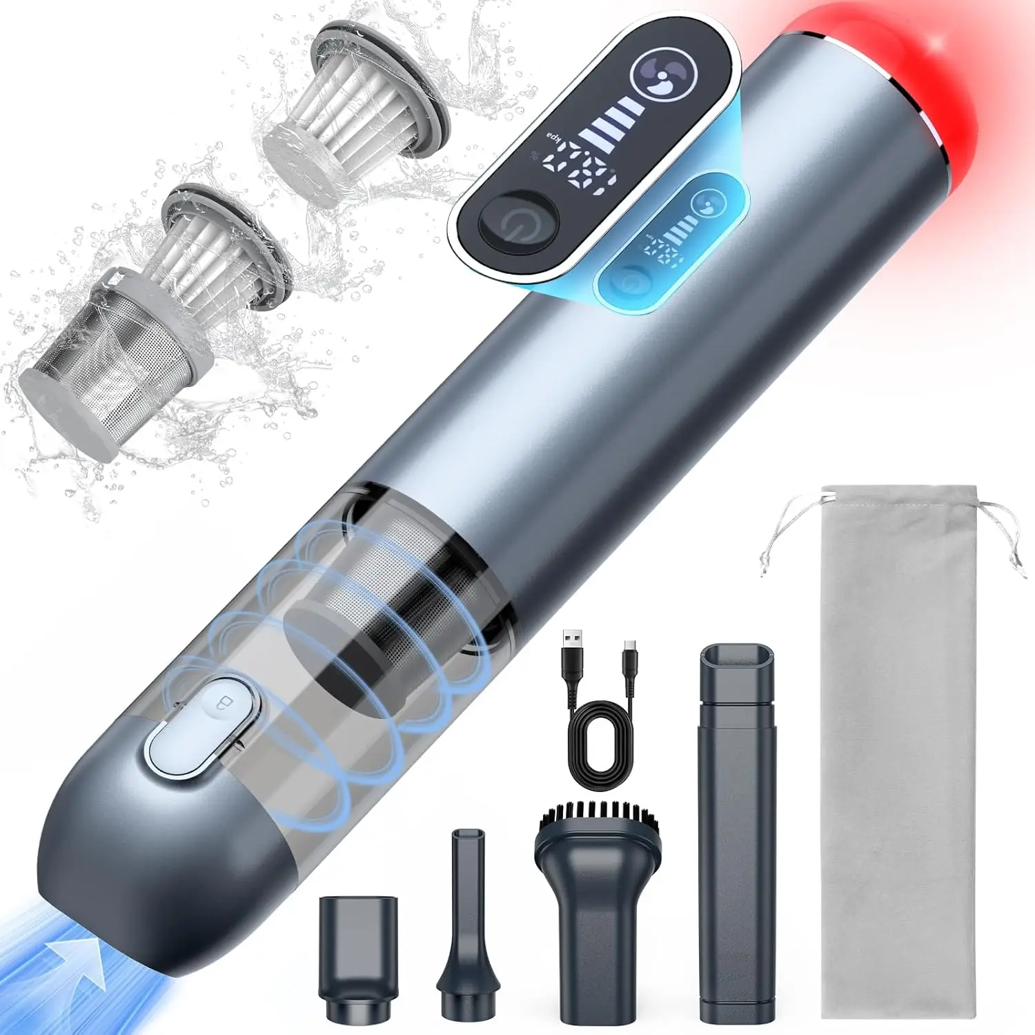 Handheld Cordless Vacuum 18000PA, LED Light & Air Duster, Brushless Motor Mini Vac for Car, Home, Office
Handheld Cordless Vacuum 18000PA, LED Light & Air Duster, Brushless Motor Mini Vac for Car, Home, Office