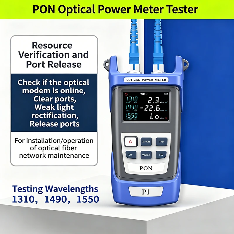 Fiber Optic PON Optical Power Meter FTTX/ONT/OLT 1310/1490/1550nm PON Optical Communication Testing Tool
Fiber Optic PON Optical Power Meter FTTX/ONT/OLT 1310/1490/1550nm PON Optical Communication Testing Tool