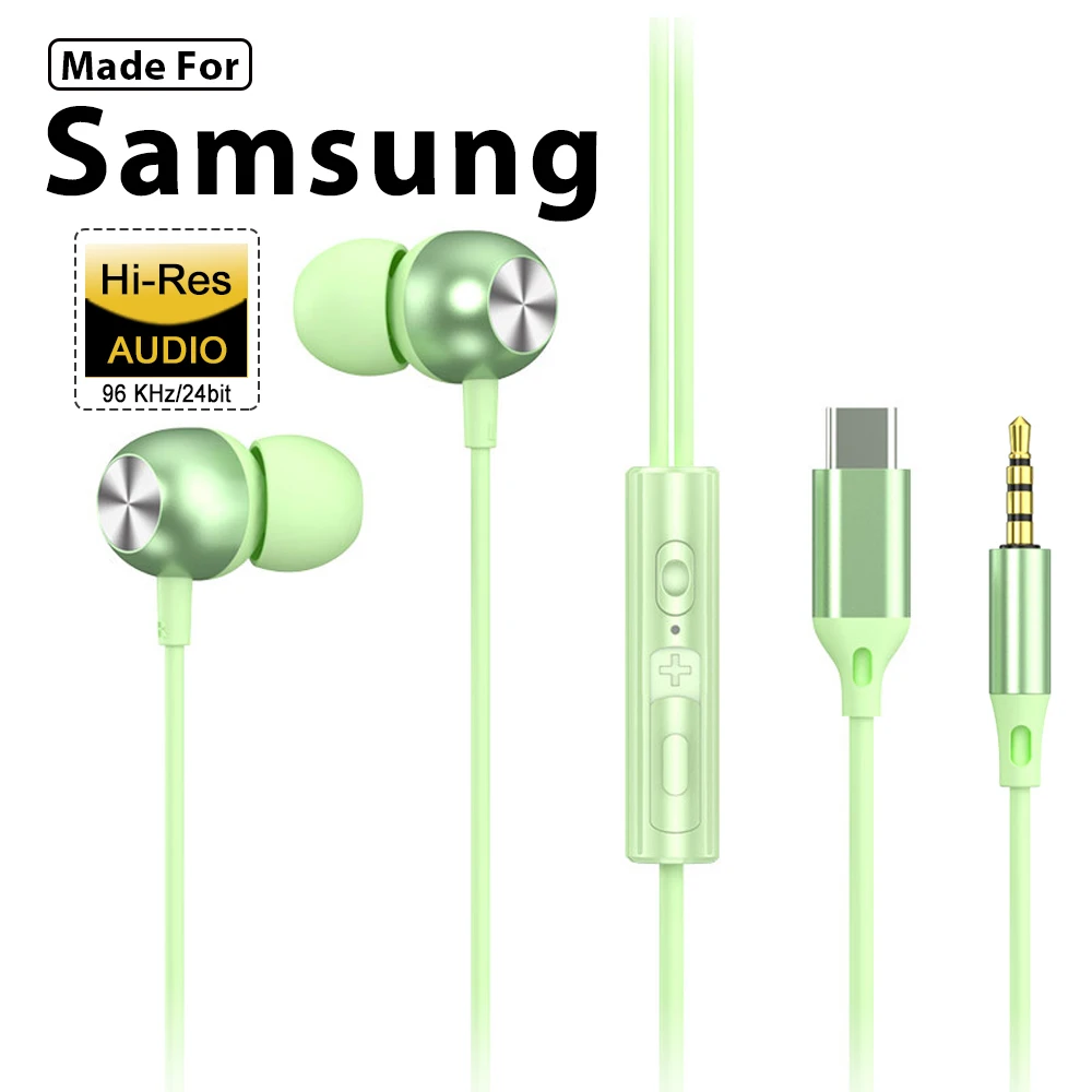 USB Type C 3.5mm Wired Headphones with Mic Headset For Samsung Galaxy S24 S23 S22Ultra InEar Earphones HiFi Stereo Phone Earbuds
USB Type C 3.5mm Wired Headphones with Mic Headset For Samsung Galaxy S24 S23 S22Ultra InEar Earphones HiFi Stereo Phone Earbuds