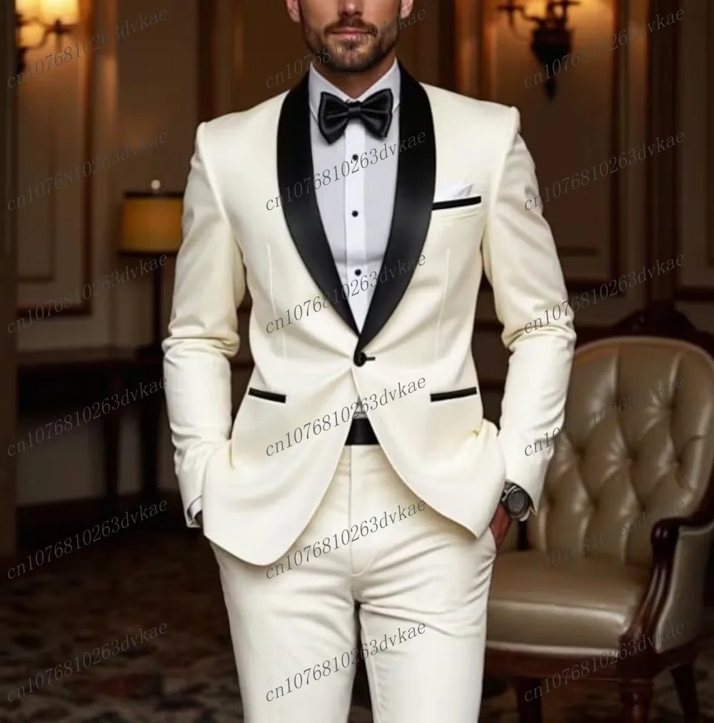 Black Collar White Men Suit Groom Groomsman Wedding Party Prom Formal Occasion Business Male Tuxedos 2 Piece Set Blazer Pants
Black Collar White Men Suit Groom Groomsman Wedding Party Prom Formal Occasion Business Male Tuxedos 2 Piece Set Blazer Pants