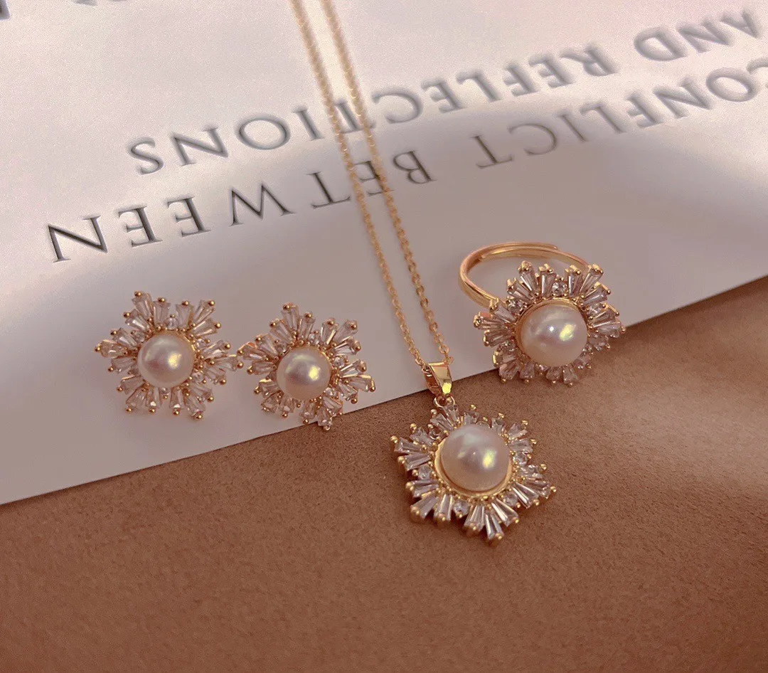 2023 New Natural Freshwater Pearl Shiny CZ Zircon Flower Design 14k Gold Filled For Women Necklace Earrings Ring Jewelry Sets
2023 New Natural Freshwater Pearl Shiny CZ Zircon Flower Design 14k Gold Filled For Women Necklace Earrings Ring Jewelry Sets