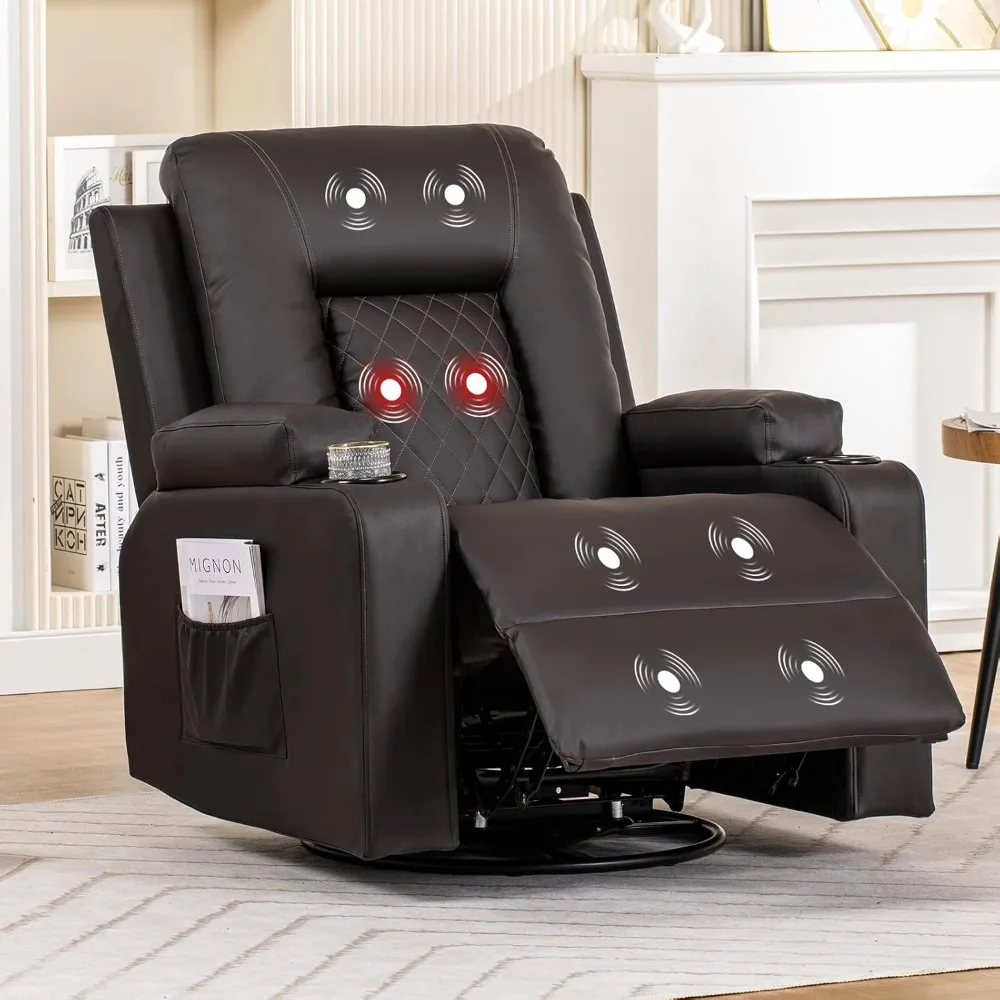 Recliner Chair, Rocker Recliners for Adults, Swivel Reclining Chair with Massage and Heat, Manual Rocking Chair with Cup Holder
Recliner Chair, Rocker Recliners for Adults, Swivel Reclining Chair with Massage and Heat, Manual Rocking Chair with Cup Holder