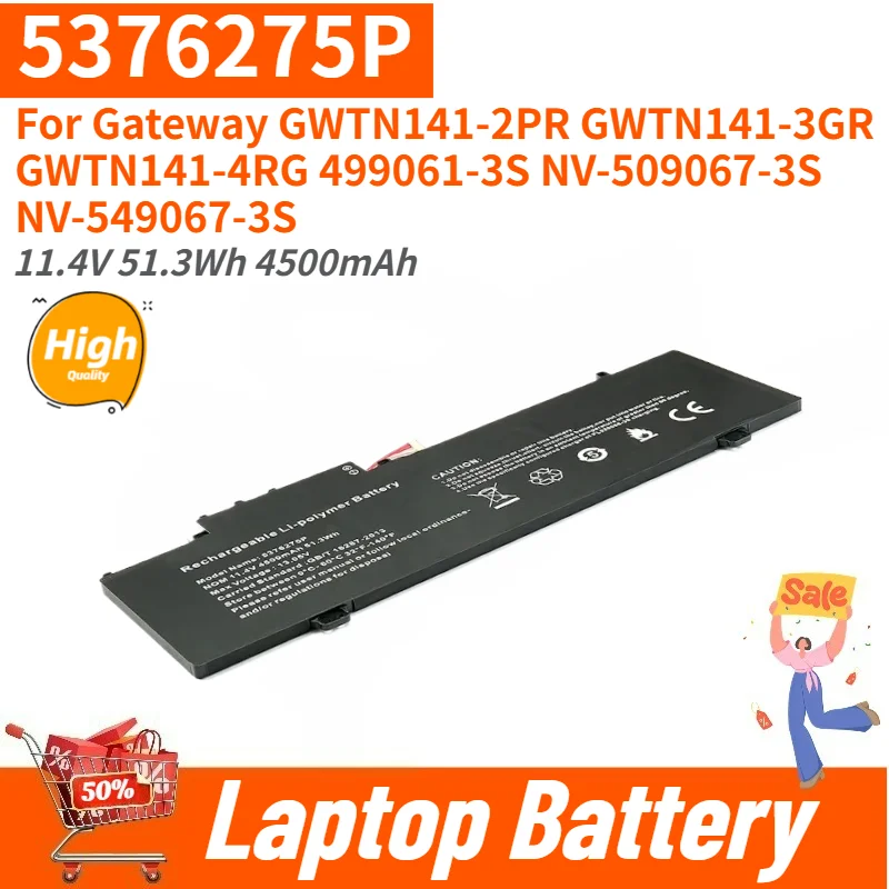 High Quality 5376275P Laptop Battery 11.4V 4500mAh for Gateway GWTN141-3GR GWTN141-4RG GWTN141-2PR 499061-3S NV-509067-3S
High Quality 5376275P Laptop Battery 11.4V 4500mAh for Gateway GWTN141-3GR GWTN141-4RG GWTN141-2PR 499061-3S NV-509067-3S