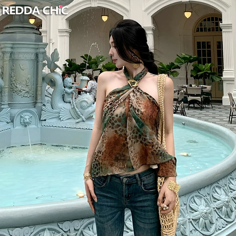 REDDACHiC Y2k Leopard Halter Top Women Trendy Hotties Chiffon Sleeveless Tie Dye Backless Camisole Vacation Beach Summer Clothes
REDDACHiC Y2k Leopard Halter Top Women Trendy Hotties Chiffon Sleeveless Tie Dye Backless Camisole Vacation Beach Summer Clothes