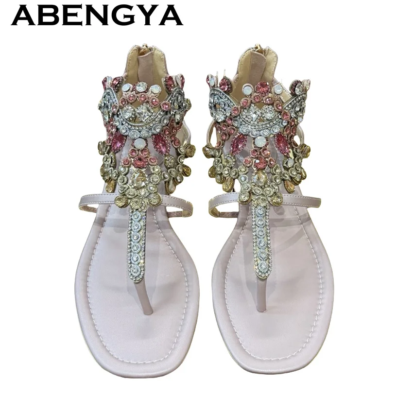 ABENGYA Round Toe Flip Flops Flat Sandals Women Rhinestone Crystal Sandals Summer Sexy Casual Fashion Beach Party Shoes Mujer
ABENGYA Round Toe Flip Flops Flat Sandals Women Rhinestone Crystal Sandals Summer Sexy Casual Fashion Beach Party Shoes Mujer
