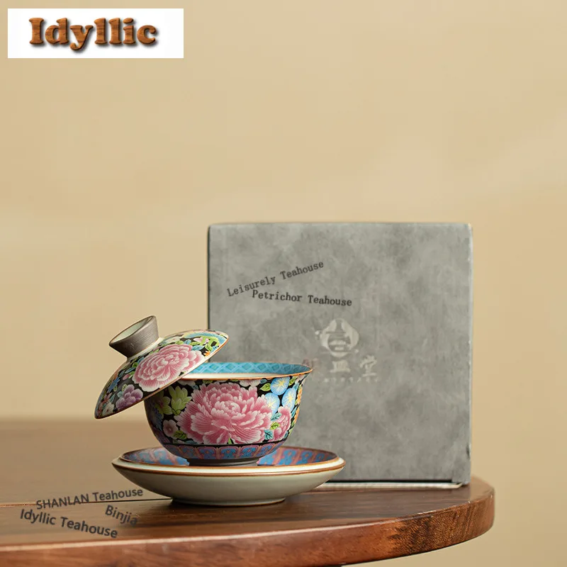 150ml Ru Kiln Colour Enamels Gaiwan Vintage Porcelain Bowls Tea Tureen Household Tea Bowl With Lid Kit Tea Making Cover Bowl
150ml Ru Kiln Colour Enamels Gaiwan Vintage Porcelain Bowls Tea Tureen Household Tea Bowl With Lid Kit Tea Making Cover Bowl