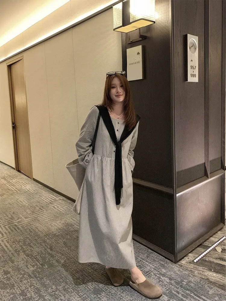 Dawen Large Size Women's Simple A-Line Dress Korean Striped Fashionable Autumn Fashionable Plump Sister MM Dress Cotton Long ...
Dawen Large Size Women's Simple A-Line Dress Korean Striped Fashionable Autumn Fashionable Plump Sister MM Dress Cotton Long ...