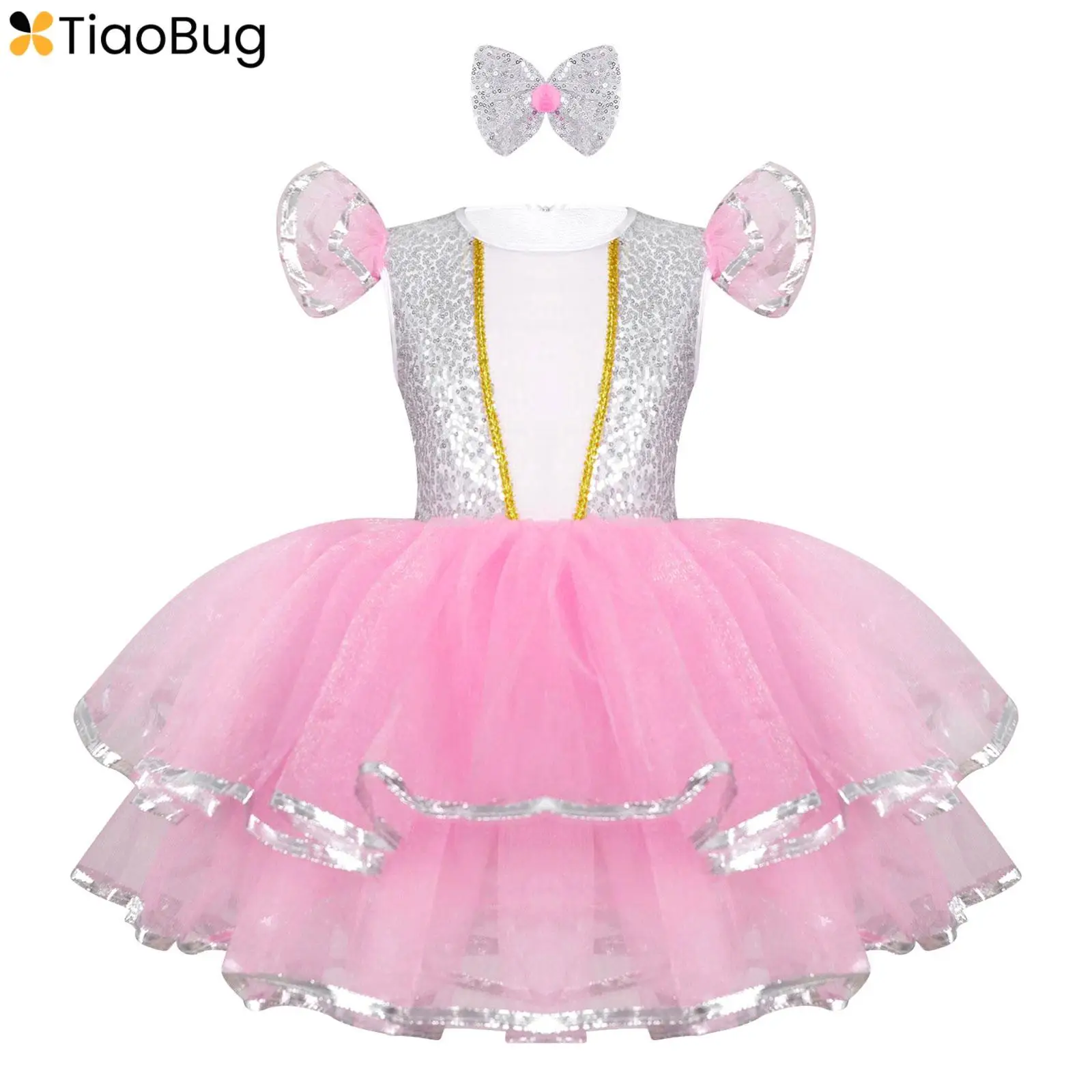 Kids Girls Sparkly Sequin Ruffle Sleeve Ballet Dance Tutu Dress Birthday Party Stage Performance Costume with Bowknot Hair Clip
Kids Girls Sparkly Sequin Ruffle Sleeve Ballet Dance Tutu Dress Birthday Party Stage Performance Costume with Bowknot Hair Clip