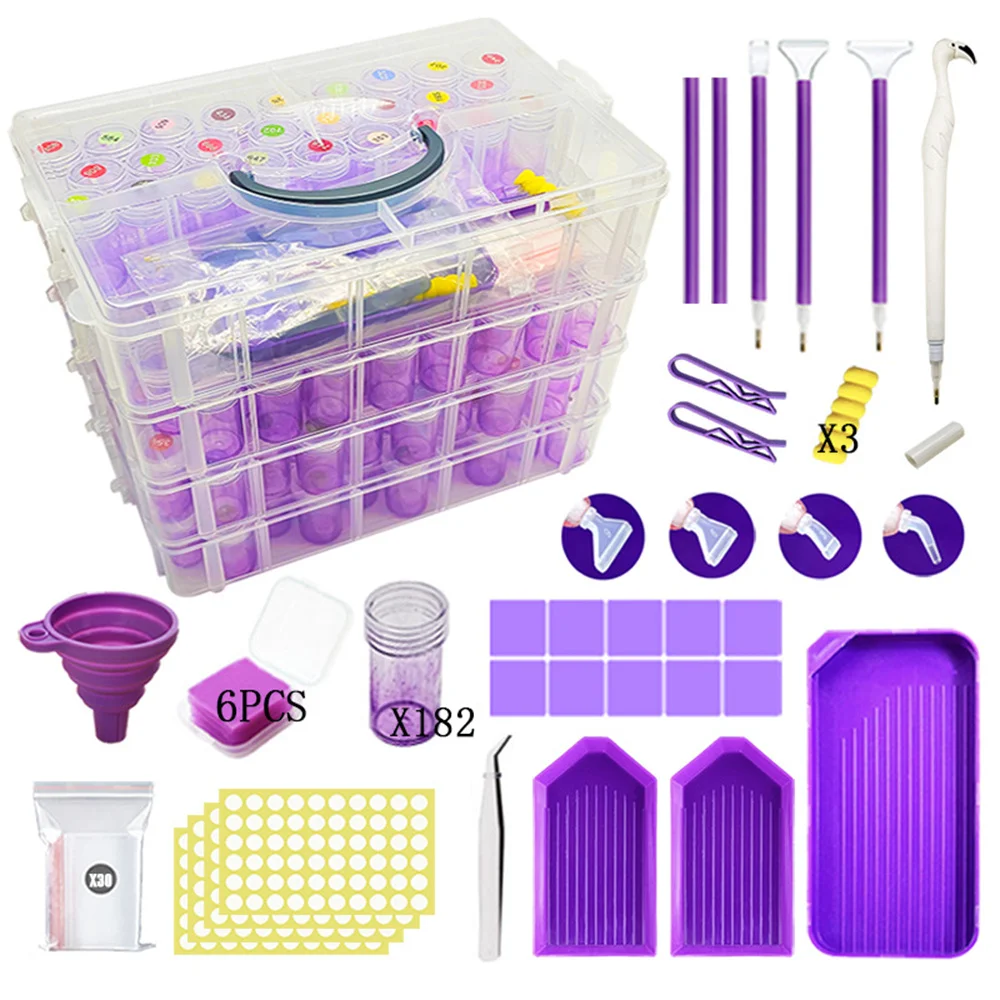 DIY Diamond Painting Tool Accessories 1/2/3/4 Layers Portable Storage Box Gradient Purple Diamond Bead Dispensing Bottle Set
DIY Diamond Painting Tool Accessories 1/2/3/4 Layers Portable Storage Box Gradient Purple Diamond Bead Dispensing Bottle Set