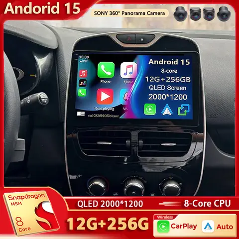 Android 15 For Renault Clio 4 BH98 KH98 2012 -2016 2K QLED Android Car Radio Multimedia Video Player GPS AI Voice CarPlay Stereo