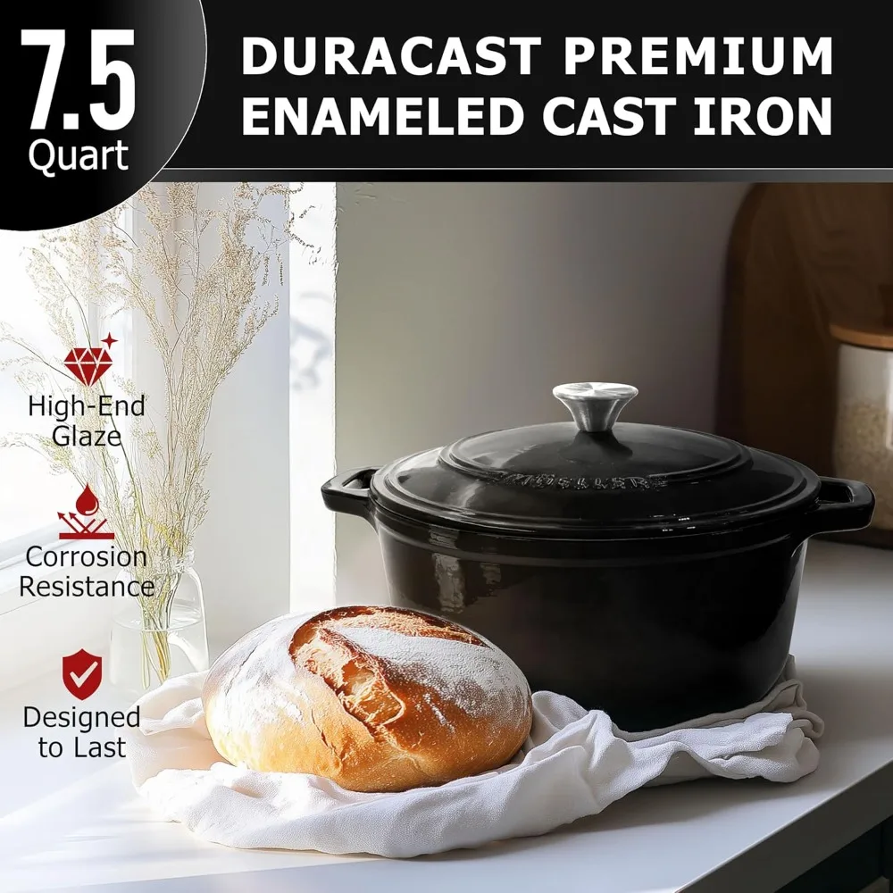 7.5 QT Enameled Cast Iron Dutch Oven, Heavy-Duty Casserole Dish and Braiser Pan with Lid and Stainless Knob, Safe
7.5 QT Enameled Cast Iron Dutch Oven, Heavy-Duty Casserole Dish and Braiser Pan with Lid and Stainless Knob, Safe