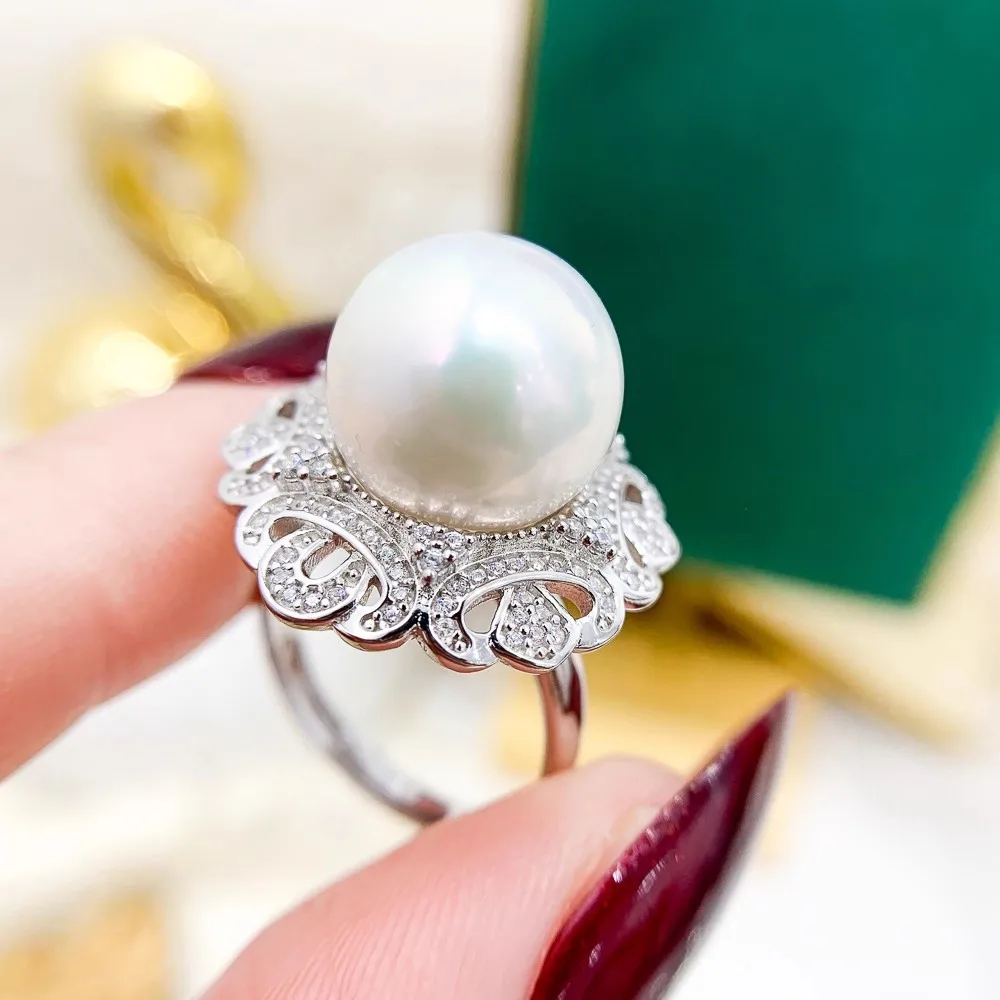 Кольцо из стерлингового серебра S925, инкрустированное цирконием, жемчужное кольцо с половиной отверстия, дизайн изменяемого размера, ювелирные изделия ручной работы, аксессуары для колец 
Кольцо из стерлингового серебра S925, инкрустированное цирконием, жемчужное кольцо с половиной отверстия, дизайн изменяемого размера, ювелирные изделия ручной работы, аксессуары для колец