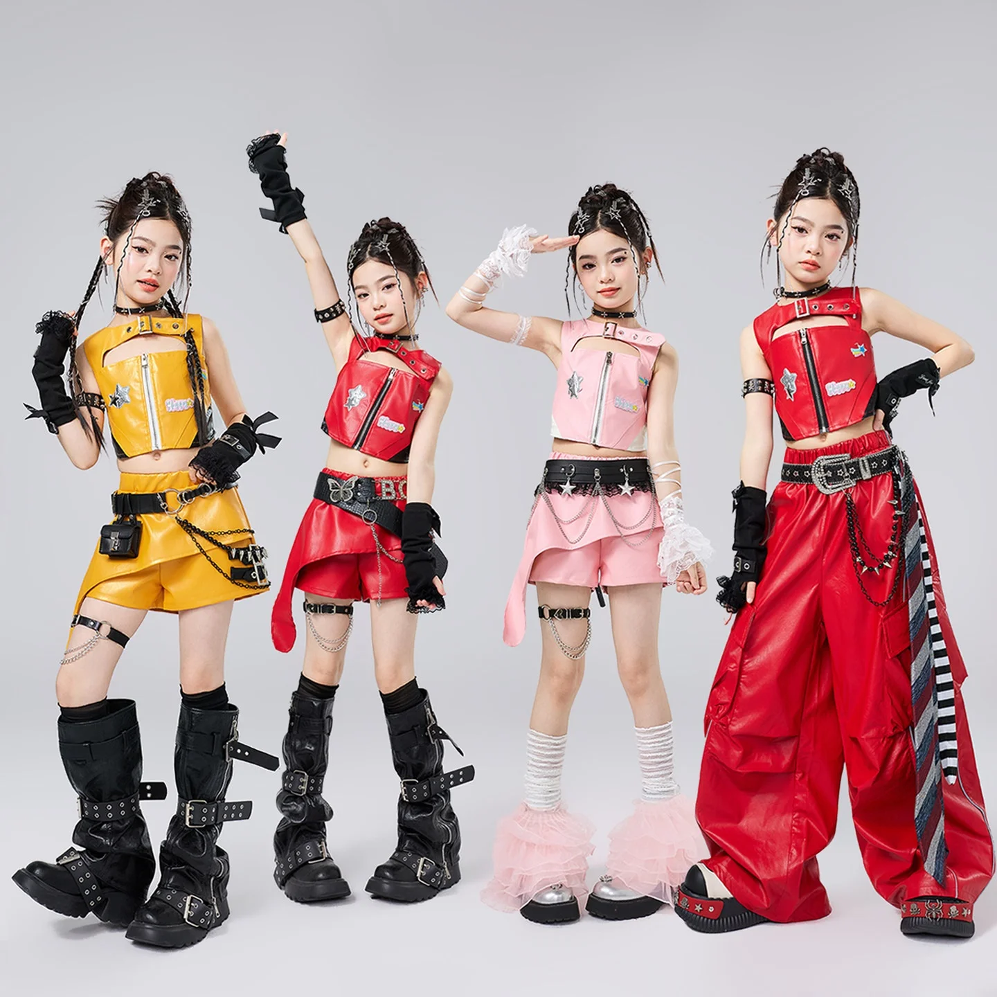 Girls Jazz Dance Costume Summer Sleeveless Leather Suit Vest Shorts Cheerleading Dance Performance Clothes Kpop Stage Outfit
Girls Jazz Dance Costume Summer Sleeveless Leather Suit Vest Shorts Cheerleading Dance Performance Clothes Kpop Stage Outfit