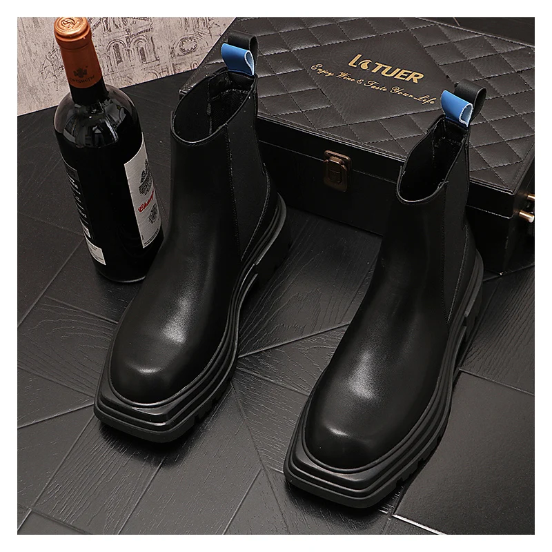 men fashion stage nightclub high chelsea boots black trendy square toe shoes cowboy genuine leather boot cool platform botas man
men fashion stage nightclub high chelsea boots black trendy square toe shoes cowboy genuine leather boot cool platform botas man