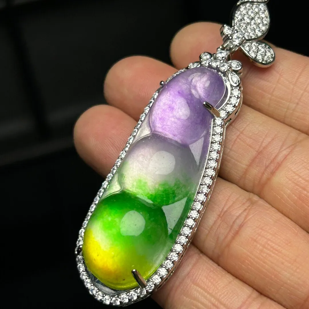 Certified Nature inlay Multicolor jade Jadeite Carved Foo bean Pendant&Necklaces
Certified Nature inlay Multicolor jade Jadeite Carved Foo bean Pendant&Necklaces