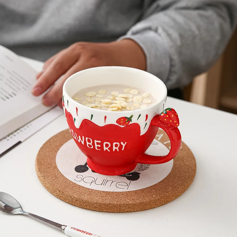 Strawberry Embossed Ceramic Mug, High Aesthetic Creative Coffee Milk Cup, for Office Home Breakfast & Afternoon Tea Oatmeal Cup
Strawberry Embossed Ceramic Mug, High Aesthetic Creative Coffee Milk Cup, for Office Home Breakfast & Afternoon Tea Oatmeal Cup