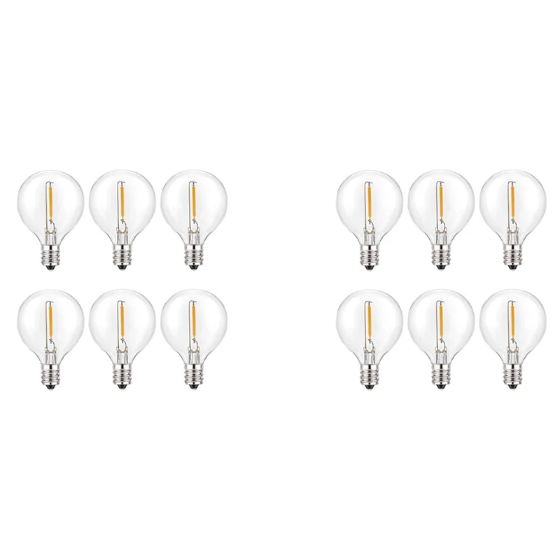 ABUP-12Pcs G40 LED Replacement Light Bulbs, E12 Screw Base Shatterproof LED Globe Bulbs For Solar String Lights Warm White
ABUP-12Pcs G40 LED Replacement Light Bulbs, E12 Screw Base Shatterproof LED Globe Bulbs For Solar String Lights Warm White