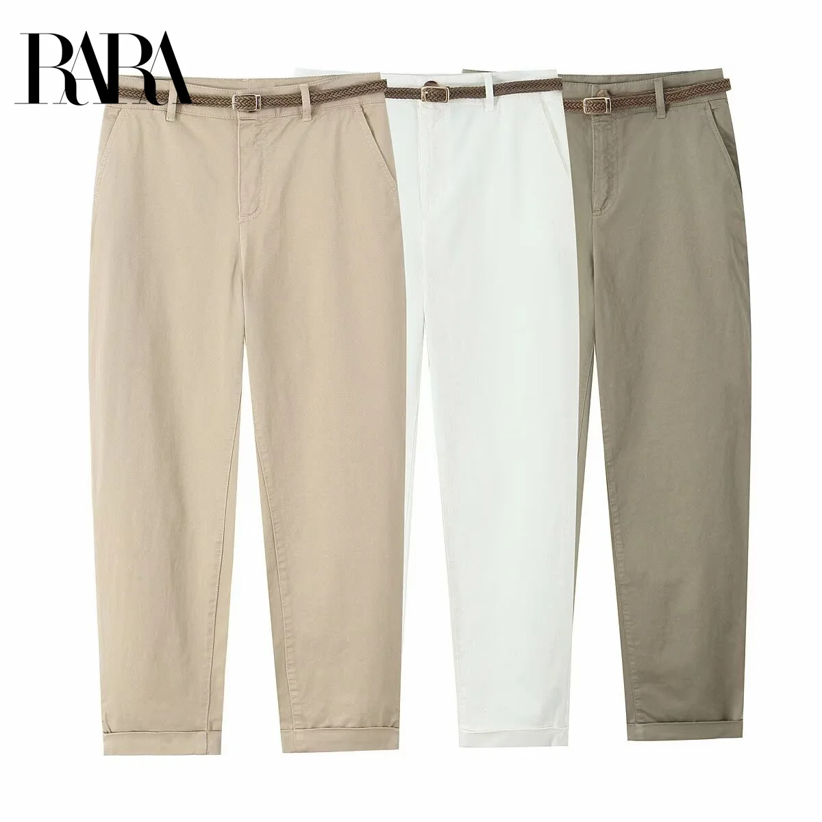 RARA Women's Ankle - Length Loose - Fitting Pants with Woven Belt Decoration Casual and Versatile Bottoms for Women
RARA Women's Ankle - Length Loose - Fitting Pants with Woven Belt Decoration Casual and Versatile Bottoms for Women