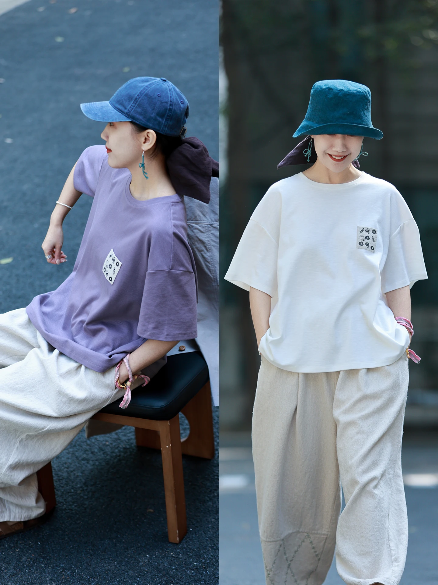 Artistic Design Summer Bamboo Cotton Short Sleeve T-Shirt with Pocket round Neckline Breathable Comfortable Women's Top
Artistic Design Summer Bamboo Cotton Short Sleeve T-Shirt with Pocket round Neckline Breathable Comfortable Women's Top