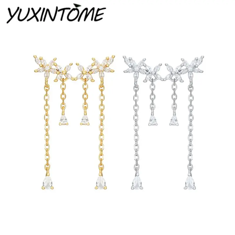 925 Sterling Silver Needle Drooping Chain Diamond CZ Floral Zircon Stud Earrings Pendant Women High-end Exquisite Jewelry Gift
925 Sterling Silver Needle Drooping Chain Diamond CZ Floral Zircon Stud Earrings Pendant Women High-end Exquisite Jewelry Gift