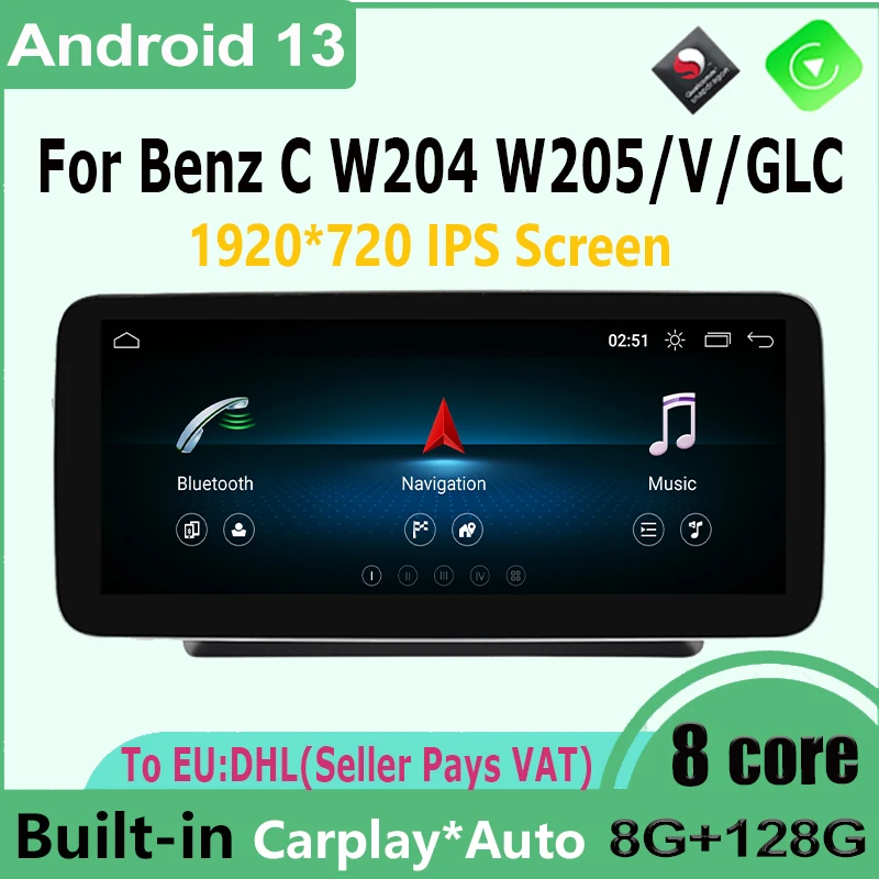 12.3 Inch Wireless CarPlay Auto For Mercedes Benz C V GLC Class W204 W205 Android 13 Snapdragon 665 Car DVD Player GPS Radio 4G
12.3 Inch Wireless CarPlay Auto For Mercedes Benz C V GLC Class W204 W205 Android 13 Snapdragon 665 Car DVD Player GPS Radio 4G