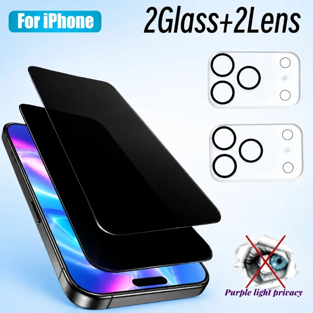 4-in-1 Anti Spy Tempered Glass for iPhone 17 16 15 14 Pro Max Air 16e 17e Camera Lens Glass for iPhone 11 12 13 Pro 16 15 Plus
4-in-1 Anti Spy Tempered Glass for iPhone 17 16 15 14 Pro Max Air 16e 17e Camera Lens Glass for iPhone 11 12 13 Pro 16 15 Plus