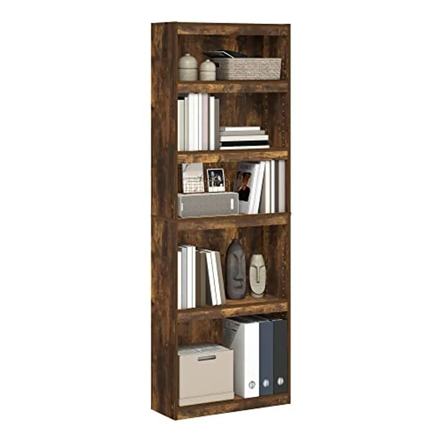 5-Tier Bookshelf with Adjustable Shelves 9.5 x 24.5 x 71.1 Wooden Bookcase for Home Office and Living Room Beige Storage Organi
5-Tier Bookshelf with Adjustable Shelves 9.5 x 24.5 x 71.1 Wooden Bookcase for Home Office and Living Room Beige Storage Organi