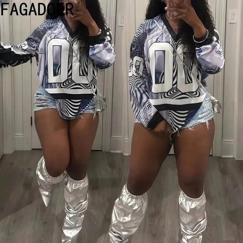 FAGADOER New Spring 2025 Fashion Letter Print T Shirt Women Long Sleeves V Neck Loose Tshirt Casual Female Streetwear Clothing
FAGADOER New Spring 2025 Fashion Letter Print T Shirt Women Long Sleeves V Neck Loose Tshirt Casual Female Streetwear Clothing
