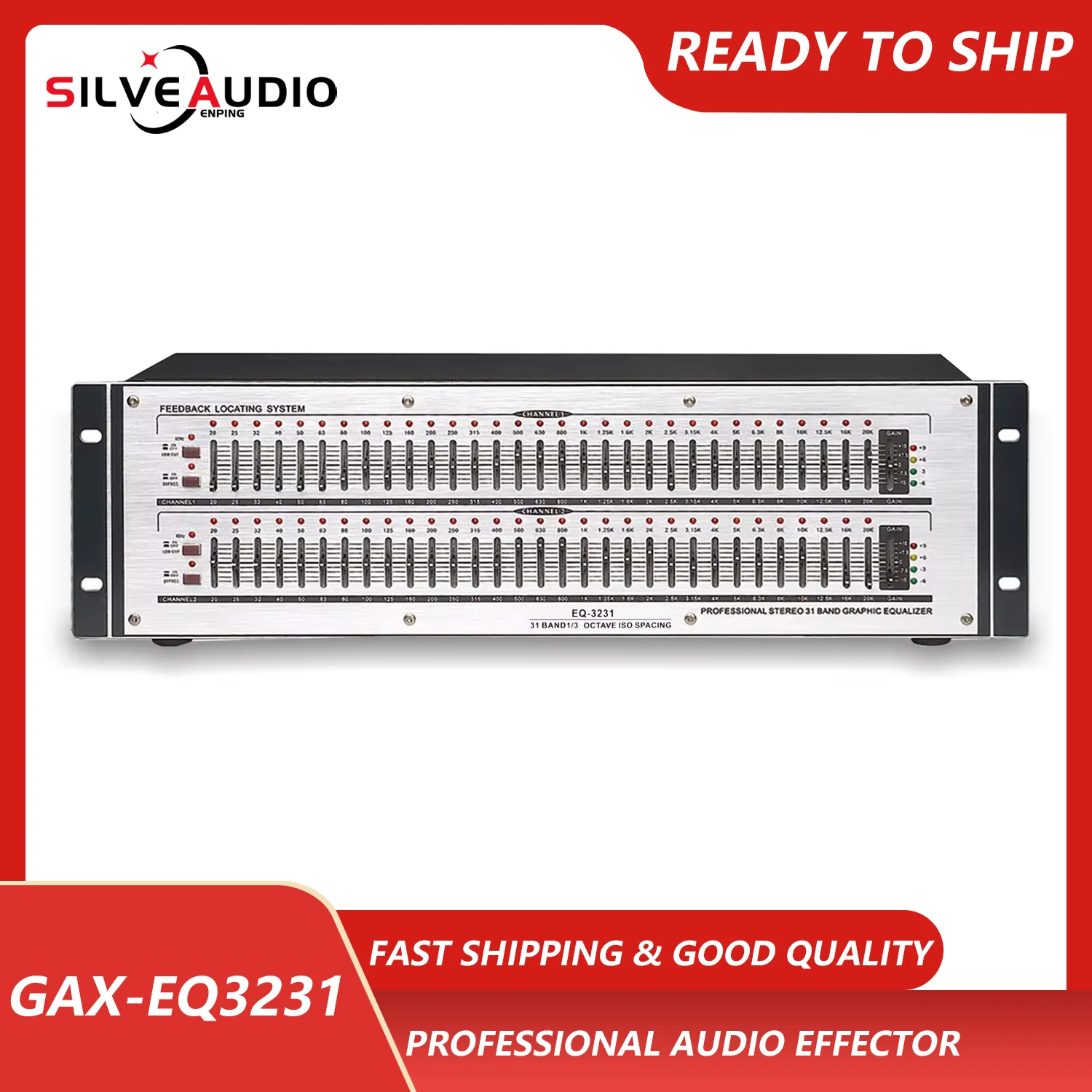 GAX-EQ3231 Professional DJ System 31 Bands Graphic Equalizer Feedback Locating System Stage Home Karaoke
GAX-EQ3231 Professional DJ System 31 Bands Graphic Equalizer Feedback Locating System Stage Home Karaoke