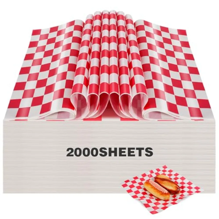2000 Pcs Deli Paper Sheets Grease Resistant Food Basket Liners 12" x 12" Waxed Checke Square Sandwich Paper Wraps for Carnival,
2000 Pcs Deli Paper Sheets Grease Resistant Food Basket Liners 12" x 12" Waxed Checke Square Sandwich Paper Wraps for Carnival,