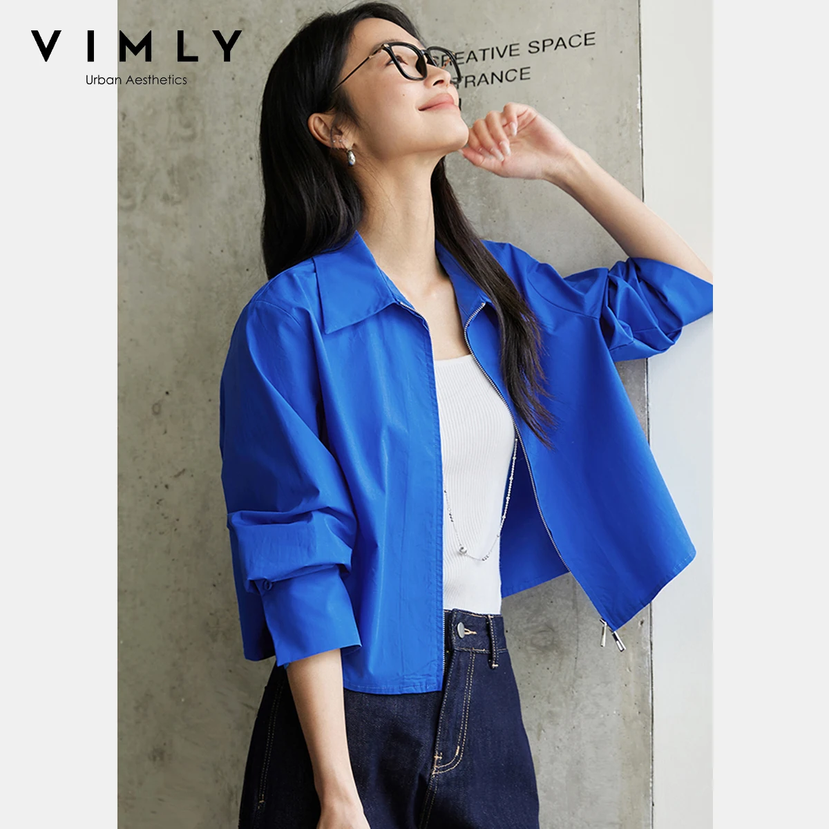 VIMLY женская рубашка на молнии, осень 2024, новая мода, короткие рубашки с отложным воротником, блузки, женская одежда A0337
VIMLY женская рубашка на молнии, осень 2024, новая мода, короткие рубашки с отложным воротником, блузки, женская одежда A0337