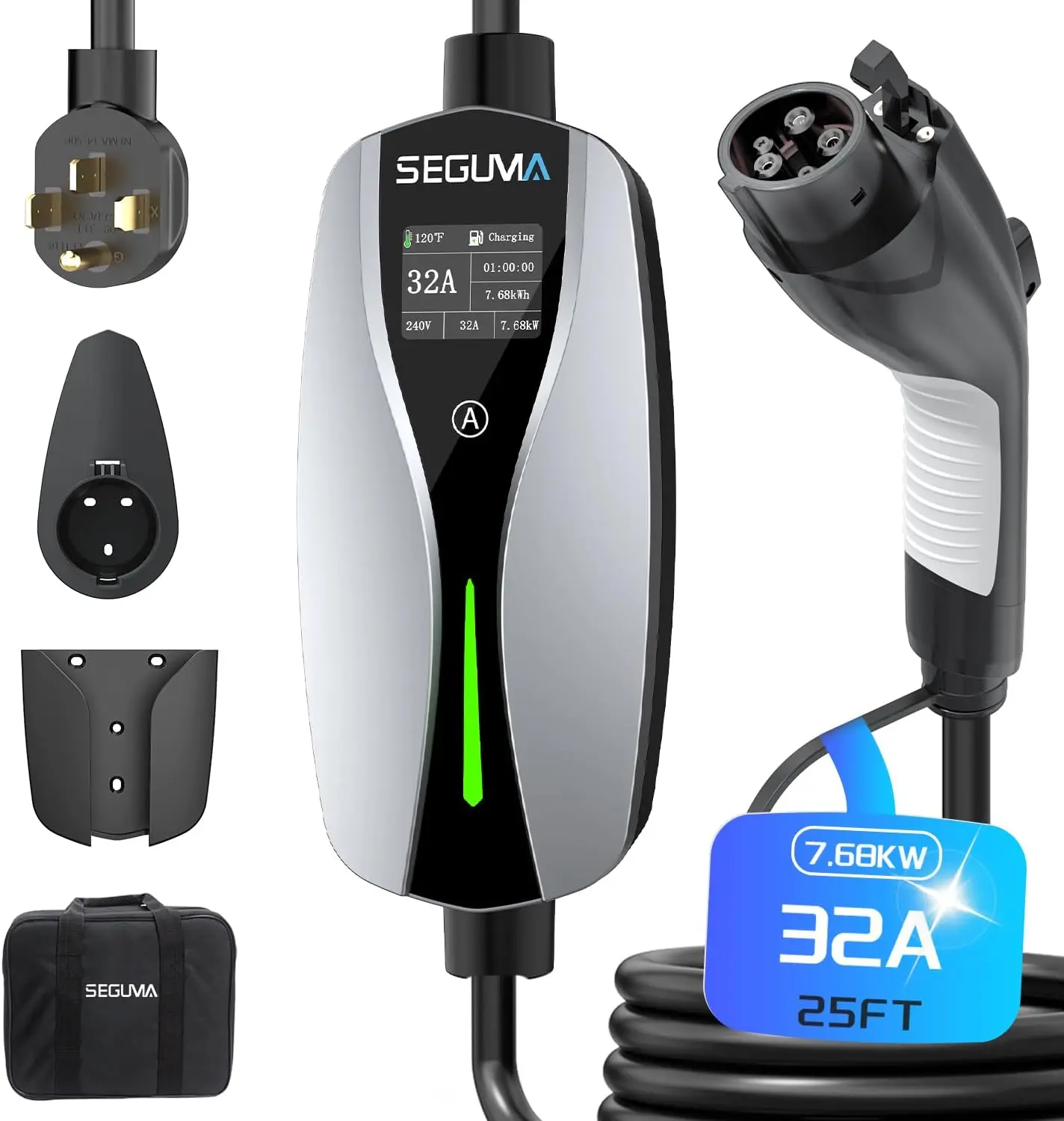 32A Level 2 EV Charger with NEMA 14-50 Plug, Adjustable Current, Portable & Wall-Mounted, 25ft Cable
32A Level 2 EV Charger with NEMA 14-50 Plug, Adjustable Current, Portable & Wall-Mounted, 25ft Cable