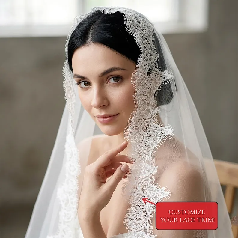 Handmade Mantilla Wedding Veil, Wide Chantilly Eyelash Lace, Cathedral Bridal Headpiece Handmade Customization
Handmade Mantilla Wedding Veil, Wide Chantilly Eyelash Lace, Cathedral Bridal Headpiece Handmade Customization