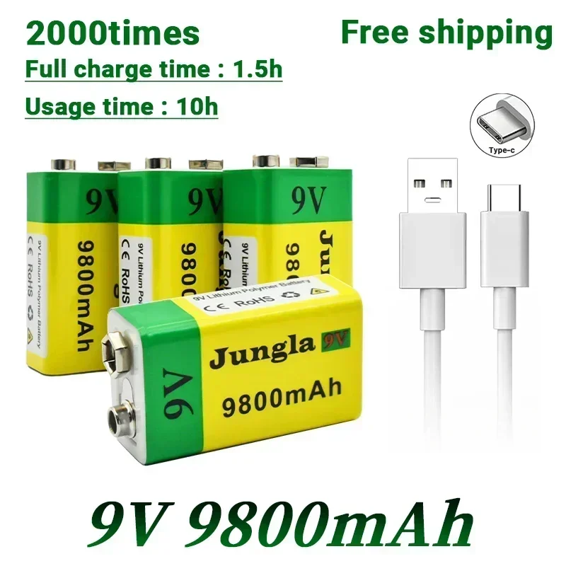 2024 9V 9800mAh li-ion Rechargeable battery Micro USB Batteries 9 v lithium for Multimeter Microphone Toy Remote Control KTV use
2024 9V 9800mAh li-ion Rechargeable battery Micro USB Batteries 9 v lithium for Multimeter Microphone Toy Remote Control KTV use